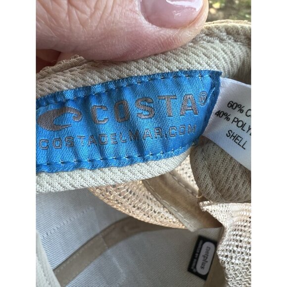 COSTA del Mar tan embroidered logo trucker mesh hat fishing sailing turquoise - Picture 8 of 11